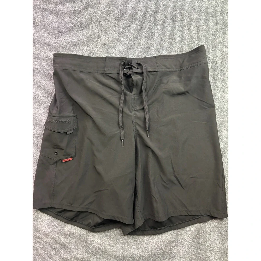 Maui Rippers Board Shorts Mens 2X Black Cargo Pocket Stretch Swim Trunks